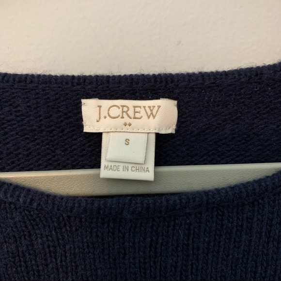 Women’s J. Crew dark blue wool blend knit raglan pullover sweater size small - Picture 2 of 6
